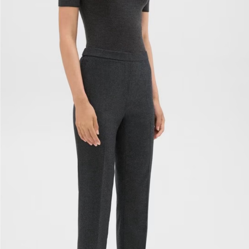 Theory Treeca Pull-On Pant size 10 - grey pinstripe.